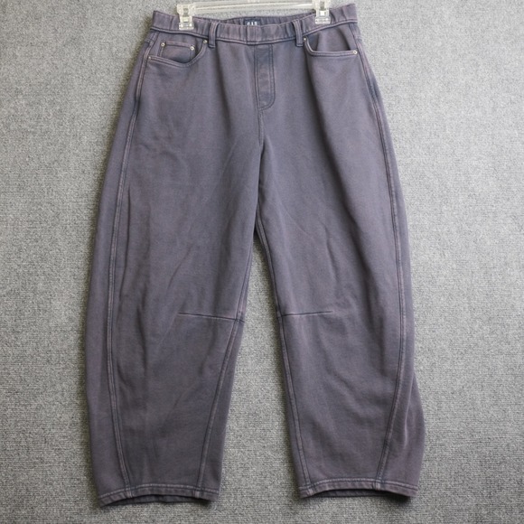GAP Pants - GAP French Terry Barrel Pants Womens M Petite Tapestry Blue Relaxed Fit Casual